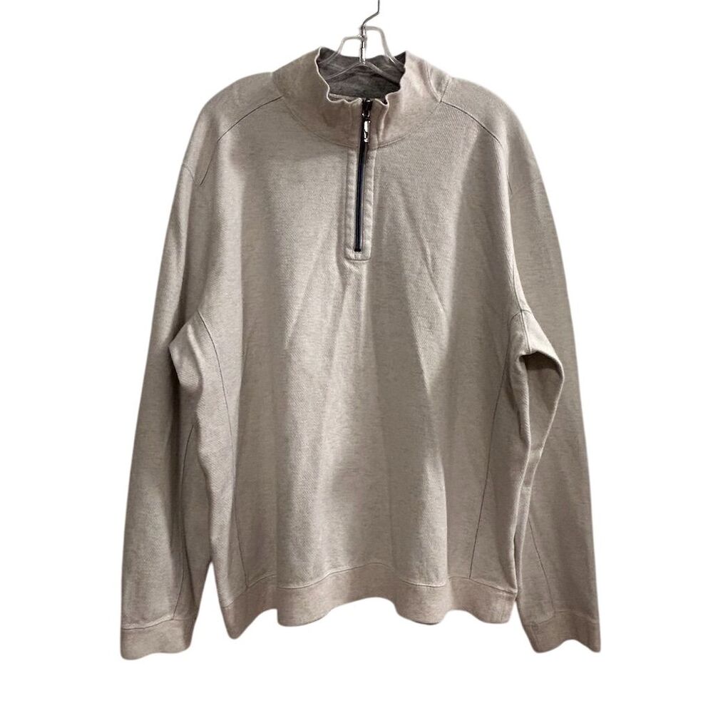 Tommy Bahama Men's XXL Cream Beige 1/4‎ Zip Pullover Sweater Long Sleeve